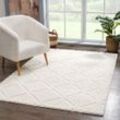 Hochflor-Teppich CARPET CITY "Focus 2997", beige (creme), B:200cm H:20mm L:290cm, Polypropylen, Teppiche, besonders weich, Uni Farben, Rauten-Optik, 3D-Effekt