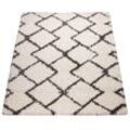 Hochflor-Teppich PACO HOME "Maghreb 76" Teppiche Gr. B: 200cm, 44mm, L: 200cm, beige modernes Gitter Design, weich und flauschig