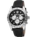 Chronograph ROBERTO CAVALLI "Uomo Chrono" Armbanduhren schwarz (schwarz-schwarz) Herren Quarzuhr, Armbanduhr, Herrenuhr, Lederarmband, analog, Tag