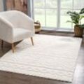 Hochflor-Teppich CARPET CITY "Focus 3382, Boho-Style" Teppiche Gr. B: 200 cm 1 St., 20 mm, L: 290 cm, beige (creme) besonders weich, Hoch Tief Struktur, Wohnzimmer, auch als Läufer