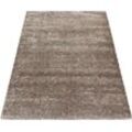 Hochflor-Teppich AYYILDIZ TEPPICHE "BRILLIANT 4200", grau (taupe), B:160cm H:50mm L:230cm, Polypropylen (PP), Teppiche, Langflor, auch als Läufergröße