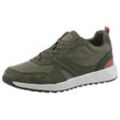 Sneaker GEOX "U MOLVENO A" Gr. 41, grün (khaki), Herren, Lederimitat, Veloursleder, Textil, Schuhe, Freizeitschuh, Halbschuh, Schnürschuh mit Plateausohle