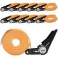 10x Spanngurt mit Ratsche 6m einteilig 800kg 0,8t orange