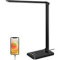 LED-Schreibtischlampe, dimmbare Tischlampen, 10 Helligkeitsstufen, 5 Farbmodi, Touch-Control-Augenschutz, mit USB-Anschluss/Timer-Funktion,