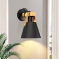 Wandleuchte Vintage Retro E27 Wandlampe Wohnzimmer Schwarz Industrie Wand Nachtlampe Holz Innen Wandbeleuchtung für Schlafzimmer Küche Esszimmer Flur