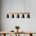 Pendelleuchte Esstisch Hängelampe Schwarz - Esstischlampe Esszimmer Pendellampe Holz Modern Hängeleuchte E27 Küche 5 Flammig Weiß Esszimmerlampe für