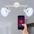 Globo Lighting - Deckenleuchte schwenkbar Deckenstrahler Glas weiß Deckenlampe Chrom, Schalter, App Steuerung cct, 2x Smart rgb led 5W 470Lm, l 35 cm