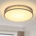 Gbly - Deckenlampe led Deckenleuchte Schlafzimmer - 30CM Schlafzimmerlampe Rund Stoff Warmweiß 3000K Wohnzimmerlampe mit Stoffschirm 12W Grau Modern