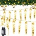 Hengda - 40 led Eiszapfen Lichterkette Außen Innen 8 Modi IP44 Party Garten Lichtervorhang Fenster Weihnachten Eisregen Beleuchtung Deko Warmweiß