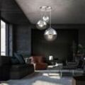 Globo Lighting - Hängeleuchte Hängelampe Pendelleuchte Kugellampe Esszimmerleuchte Schlafzimmer, 3 flammig, Metall Glas Chrom Nickel matt, 3x E27