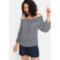 LASCANA Carmenbluse mehrfarbig Gr. 32/34 für Damen. Mit Carmenausschnitt. Figurumspielend. Nachhaltig.