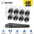 Annke - 4K Überwachungskamera Set PoE Aussen,8CH nvr 8 ip Kameras,Intelligente Dual Licht,Nachtsicht,2 Wege Audio, E-Mail Alarm, Videoüberwachungsset