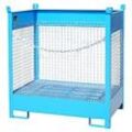 Fass-Stapelpalette Bauer FSP-2 D, Wände aus Drahtgitter, für 2 x 200 l Fass, blau