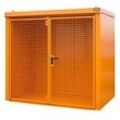 Gasflaschencontainer BAUER GFC-B M3, B 1570 x T 2425 x H 2265, für 45 Gasflaschen, feuerbeständig, abschließbar, orange