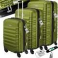 KESSER® 3tlg. Hartschalenkofferset Hartschalenkoffer Reisekoffer Set Reisekofferset Trolley Koffer Inkl. Kofferwaage + Gepäckanhänger Rollkoffer Schloss 4 Rollen ABS-Hartschale Teleskopgriff M-L-XL