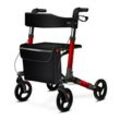 aktivshop Rollator faltbar und leicht mit Sitz, Leichtgewicht-Reiserollator aus Aluminium, Gehhilfe 8-fach höhenverstellbar, Laufhilfe 3-fach faltbar für Kofferraum, Tasche & Schirmhalter