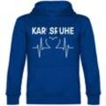 multifanshop Kapuzen Sweatshirt - Karlsruhe - Herzschlag - Druck weiß - Hoodie