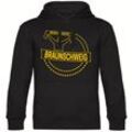 multifanshop Kapuzen Sweatshirt - Braunschweig - Meine Fankurve - Druck gelb - Hoodie