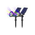 Solar-Gartenleuchten, 2er-Pack, 7 LED-Solarstrahler, Solar-Gartenleuchten, für den Außenbereich, 2-in-1, wasserdicht, kabellos, 7 Farbwechsel, 2