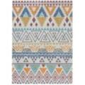 Teppich FLAIR RUGS "Lyle Aztec", blau, B:120cm H:8mm L:170cm, Kunstfaser, Teppiche, Lawson Kilim Washbarer Teppich