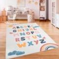 Kinderteppich PACO HOME "Eliz 394", bunt (mehrfarbig), B:160cm H:12mm L:220cm, Polyester, Teppiche, Kurzflor, Spielteppich, Motiv Alphabet & Regenbogen