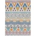 Teppich FLAIR RUGS "Lyle Aztec", blau, B:170cm H:8mm L:240cm, Kunstfaser, Teppiche, Lawson Kilim Washbarer Teppich