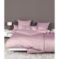 Wendebettwäsche JANINE "modernclassic 39025", pink (kreide, rose), B/L: 155cm x 220cm, , Mako-Satin, B/L: 80cm x 80cm, Mako-Satin, Obermaterial: 100% Baumwolle, Bettwäsche, mit Reißverschluss, 100% Baumwolle, mit Karos und Streifen