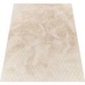 Hochflor-Teppich PACO HOME "Arnheim 742", beige (creme), B:160cm H:26mm L:220cm, Polyester, Teppiche, Uni Farben, Rauten Muster, besonders weich, Hoch-Tief Effekt