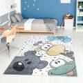 Kinderteppich CARPET CITY "ANIME913", bunt (mehrfarbig), B:160cm H:11mm L:230cm, Polypropylen (PP), Teppiche, Kinderzimmer Teppich Modern mit Mond, Blumen, Wolken, Creme, Multi