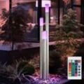 Wegeleuchte dimmbar mit Fernbedienung Außen Edelstahl led Stehleuchte Außen groß, rgb Farbwechsel 3 silberne Säulen,3x 9Watt 3x 806lm warmweiß ,DxH