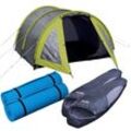 Tunnelzelt EXPLORER "Campingset 5-teilig, 1 Zelt / 2 Schlafsäcke Isomatten" Zelte Gr. B/H/L: 210cm x 120cm x 295cm, grau (grau, beige)