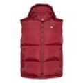 Steppweste TOMMY JEANS "TJM ALASKA VEST" Gr. L, rot (regatta rot), Herren, Web, Obermaterial: 100% Polyester, Westen, Abnehmbare Kapuze mit Kordelzug