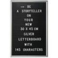 Letterboard, 145 Buchstaben, Zahlen, Sonderzeichen, 45x30 cm, Buchstabentafel zum Stecken, Kunststoff, silber - Relaxdays