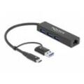 Delock - Hub - 3 x USB 3.2 Gen 1 + 1 x 10/100/1000 + 1 x USB-C 3.2 Gen 1