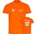 multifanshop Herren T-Shirt - Holland - Trikot Nummer 12 - Druck weiß - Männer