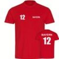 multifanshop® Herren T-Shirt - Bayern - Trikot Nummer 12 - Druck weiß