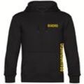 multifanshop Kapuzen Sweatshirt - Braunschweig - Brust & Seite - Druck gelb - Hoodie