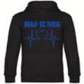 multifanshop Kapuzen Sweatshirt - Braunschweig - Herzschlag - Druck blau - Hoodie