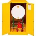 Justrite horizontaler FM-Sicherheitsschrank Drum Sure-Grip® EX, bis 200 Liter, manuell schließende Türen, gelb