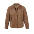 Kurze Bikerjacke in offener Form, mit Reverskragen, taupe, Gr.50