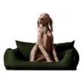 Tierlando NEMO Hundebett Hundesofa S M L Hundekorb Katzenbett 65 80 100cm dunkles olivgrün 80 cm, 22 cm, 60 cm