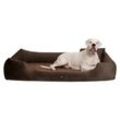 Tierlando ® VINCENT High-Tech-Velours (Triton) und Cord - Orthopädisches Hundebett braun 90 cm, 22 cm, 75 cm