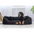 Tierlando FLOYD - Ultraweiches orthopädisches Hundebett High-Tech-Velours und Plüsch VISCO schwarz 1,5 m, 25 cm, 1 m