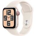 Smartwatch APPLE "Watch SE (2024)" Smartwatches Gr. 40mm, Cellular, S/M, Sport Band, beige (polarstern)