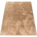 Hochflor-Teppich PACO HOME "Arnheim 743", beige, B:200cm H:27mm L:280cm, Polyester, Teppiche, Uni Farben, Wellen Muster, besonders weich, Hoch-Tief Effekt