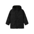 Steppjacke NAME IT "NKFMEDOW03 JACKET LONG FO NOOS", Mädchen, Gr. 116, schwarz, Web, Obermaterial: 100% Polyester, unifarben, casual, Jacken