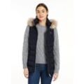 Steppweste TOMMY HILFIGER "HERITAGE DOWN TYRA VEST WITH FUR", Damen, Gr. S (36), blau (desert sky), Web, Obermaterial: 100% Polyester. Futter: 100% Polyester. Wattierung: 70% Daunen, 30% Federn, unifarben, casual, regular fit, Westen, mit Logopatch