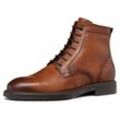 Schnürboots GEOX "U TIBERIO D" Gr. 46, braun (cognac), Herren, Leder, Schuhe, Business Schuh, Festtagsschuh mit feinem Blockabsatz, Topseller