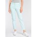 Stretch-Hose HERRLICHER "Lovley Straight Satin Powerstrech", Damen, Gr. 26, N-Gr, blau (light aqua), Obermaterial: 55% Lyocell, 40% Baumwolle, 5% Elasthan, casual, Hosen