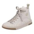 Sneaker RIEKER, Damen, Gr. 37, beige (hellbeige), Textil, sportlich, Schuhe, High Top-Sneaker, Freizeitschuh, Schnürschuh mit Reißverschluss